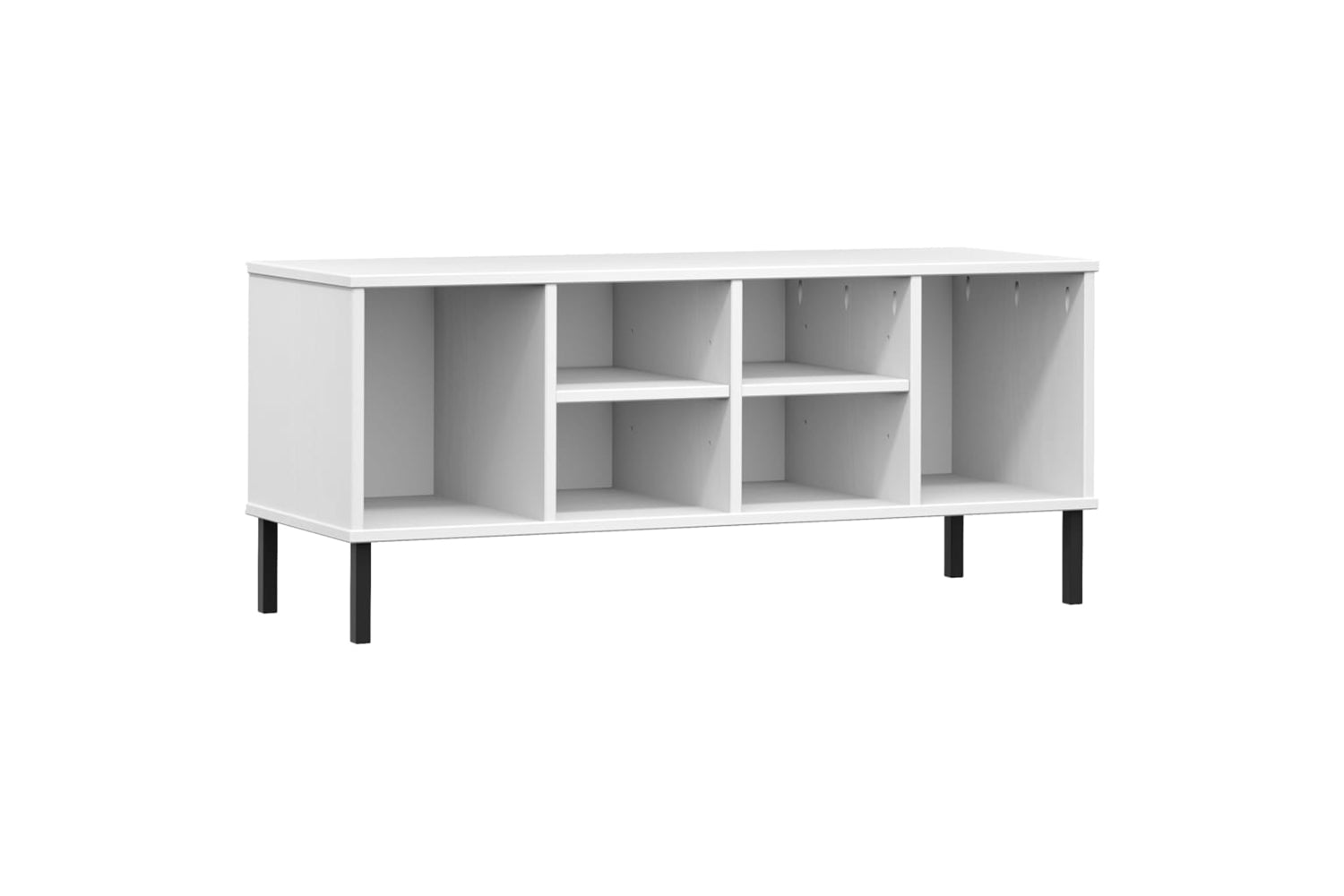 vidaXL 350996 Shoe Rack With Metal Legs White 106x35x45cm Solid Wood Oslo