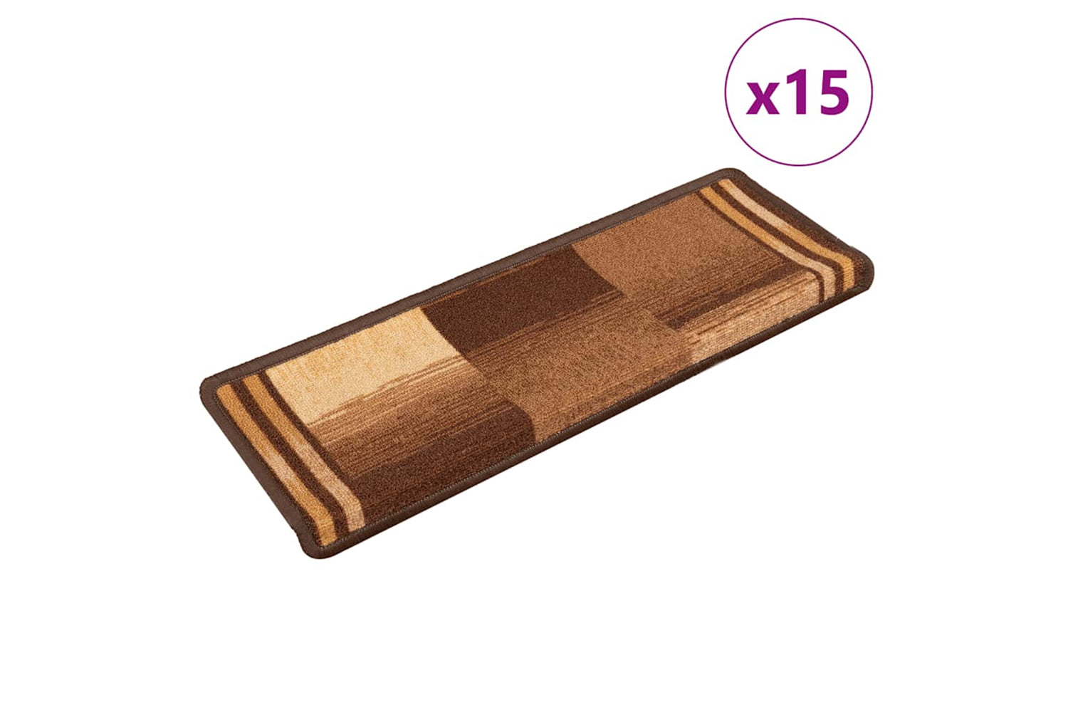 vidaXL 326209 Stair Mats Self-adhesive 15 Pcs 65x21x4cm Brown
