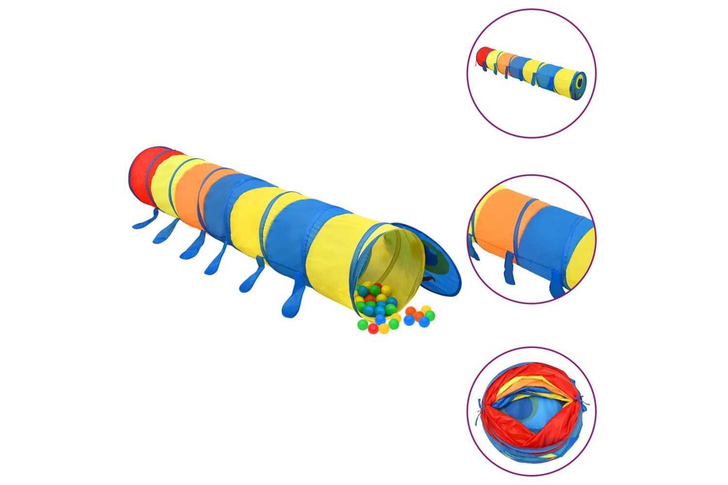 vidaXL 3107760 Children Play Tunnel With 250 Balls Multicolour 245cm Polyester-2