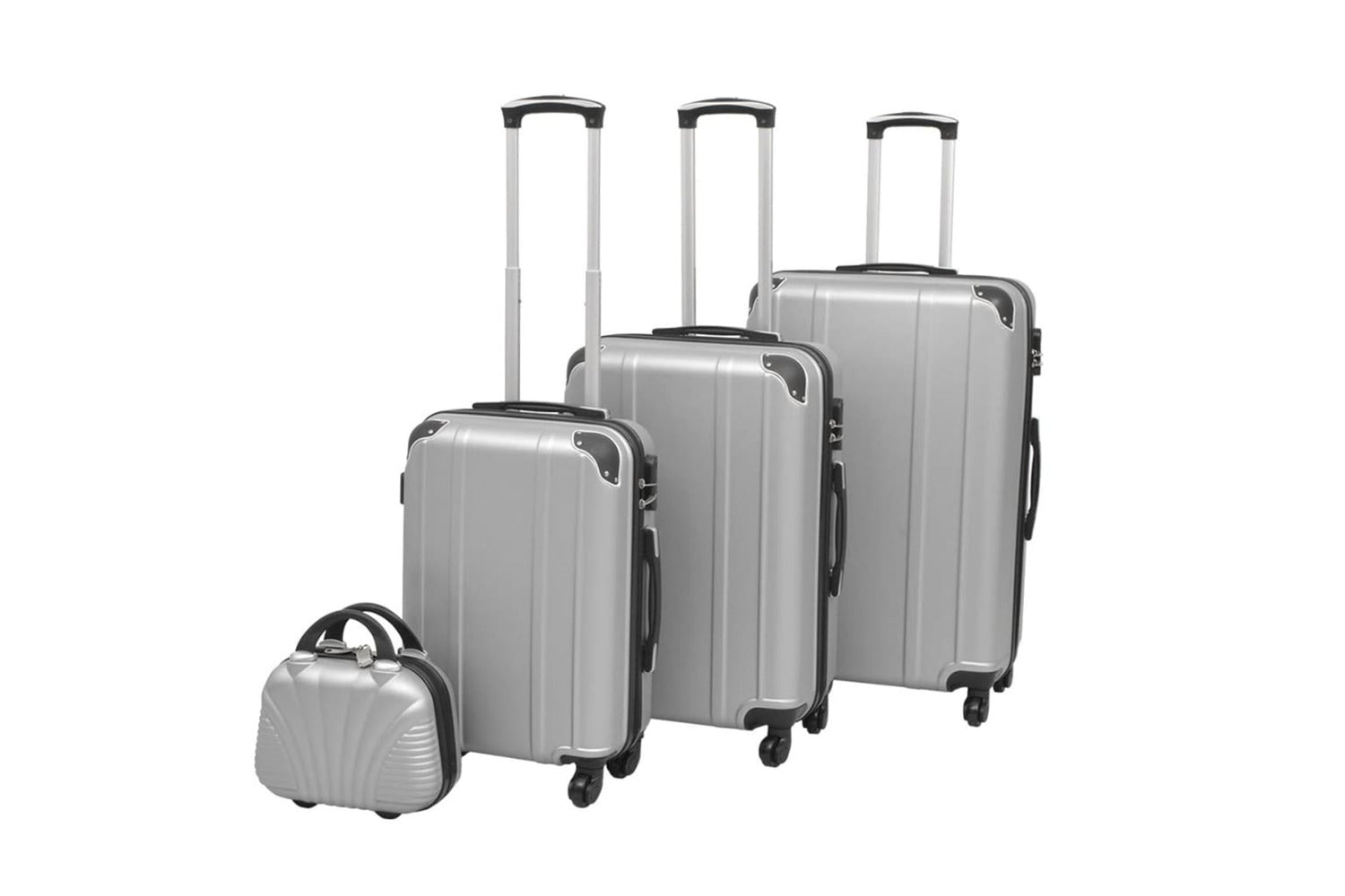 Vidaxl 91196 Four Piece Hardcase Trolley Set Silver-2