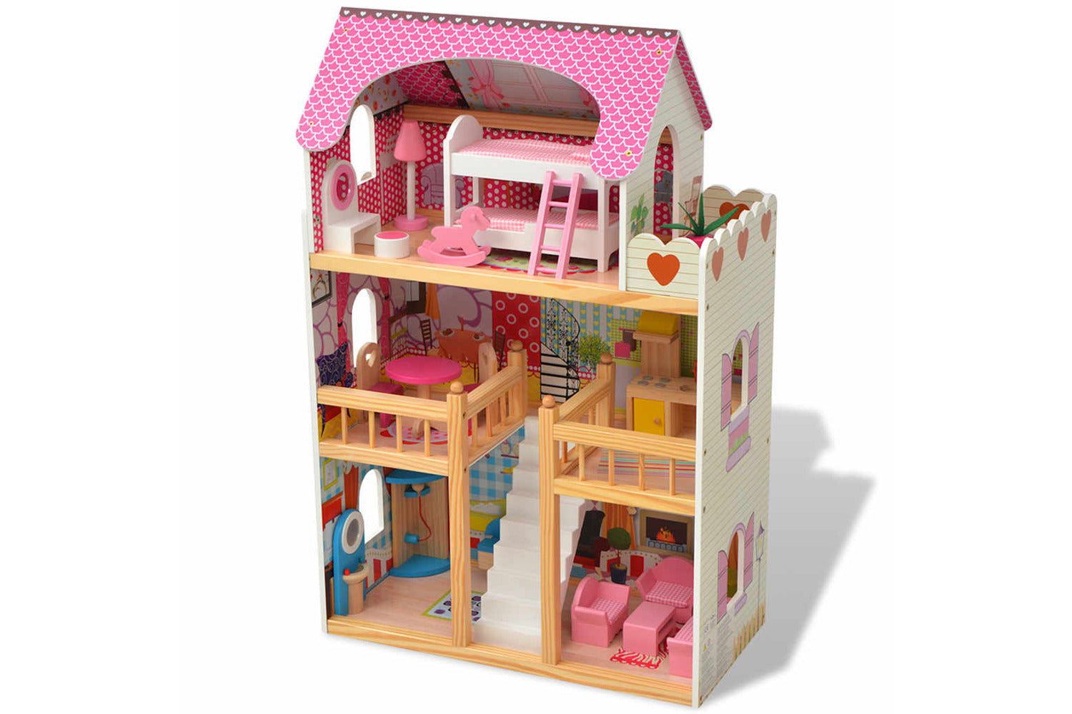 Vidaxl 3-storey Dollhouse Wood 60x30x90 Cm-2