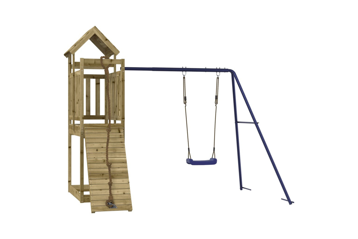 Vidaxl 3155968 Playhouse With Climbing Wall Swing Impregnated Wood Pine-2