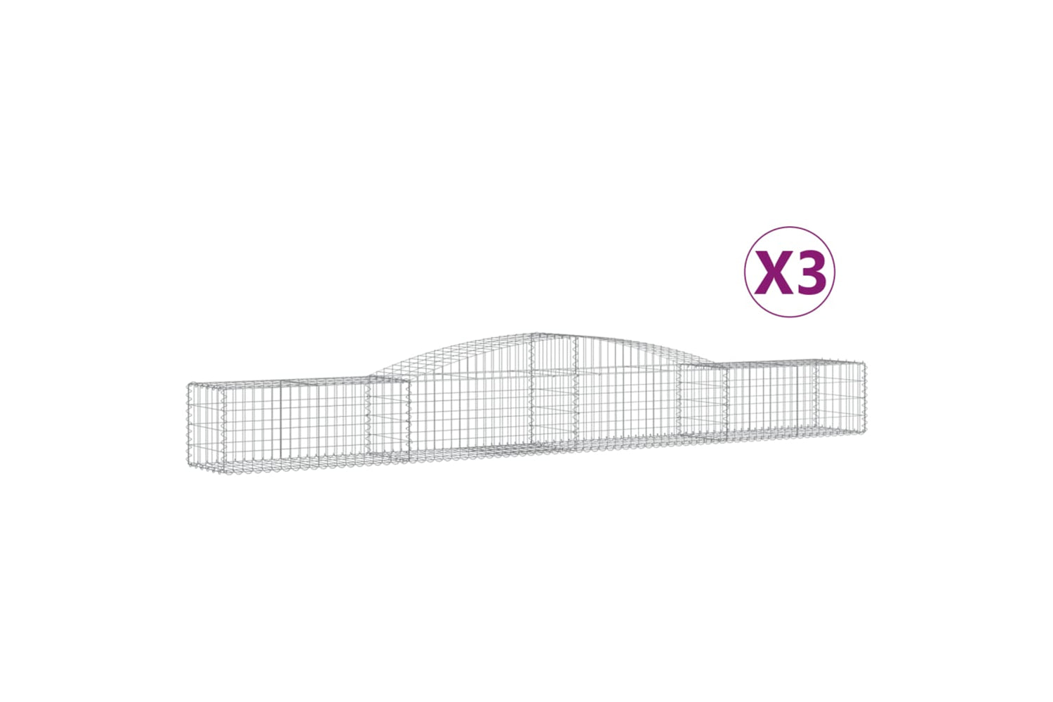 vidaXL 3146958 Arched Gabion Baskets 3 Pcs 400x50x40/60cm Galvanised Iron