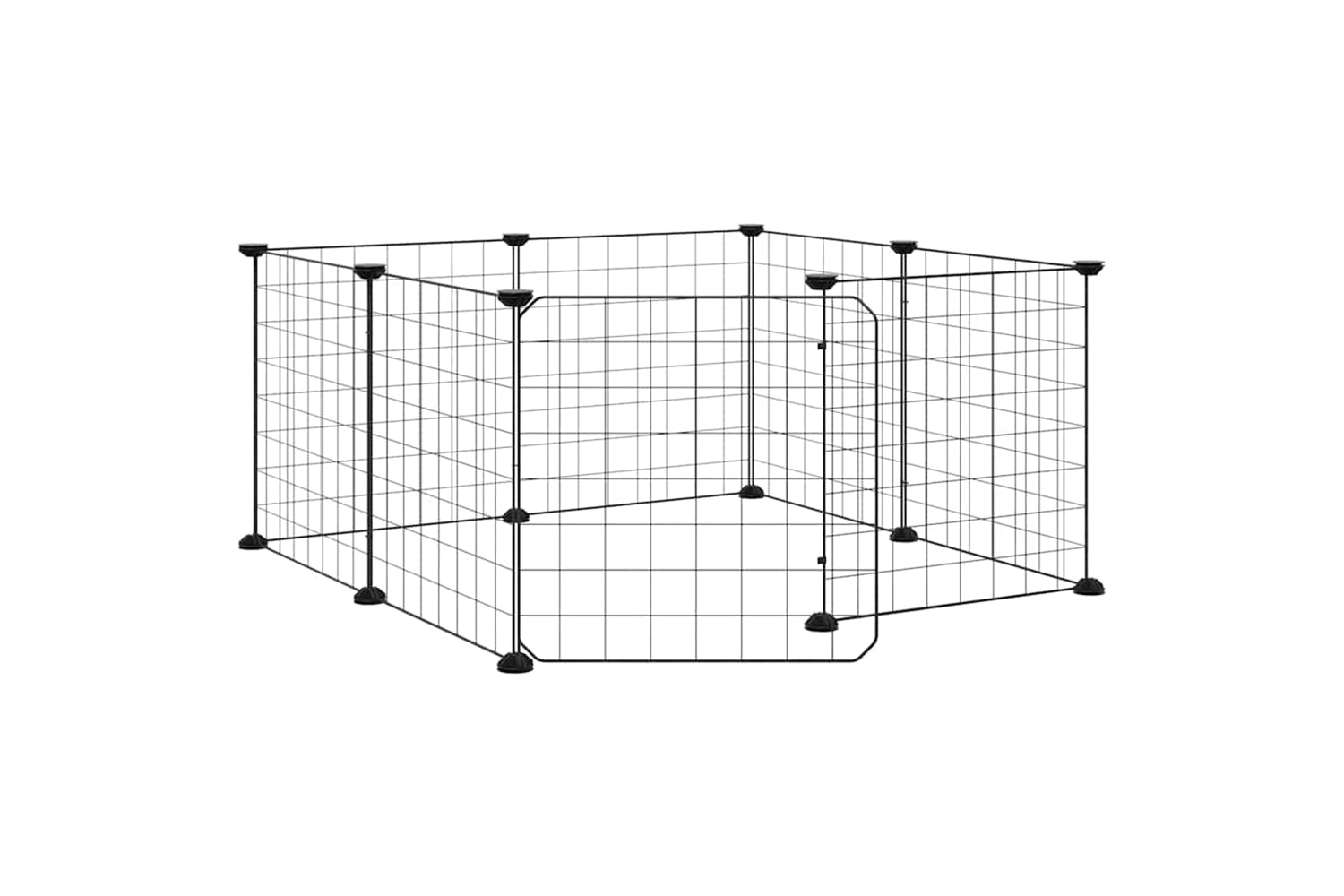 vidaXL 171622 8-panel Pet Cage With Door Black 35x35cm Steel