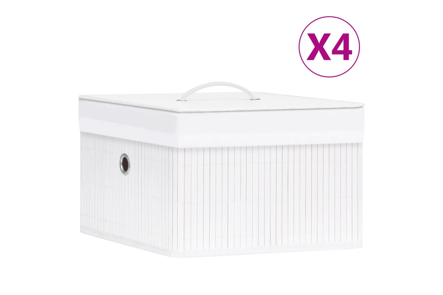 Vidaxl 320766 Bamboo Storage Boxes 4 Pcs White