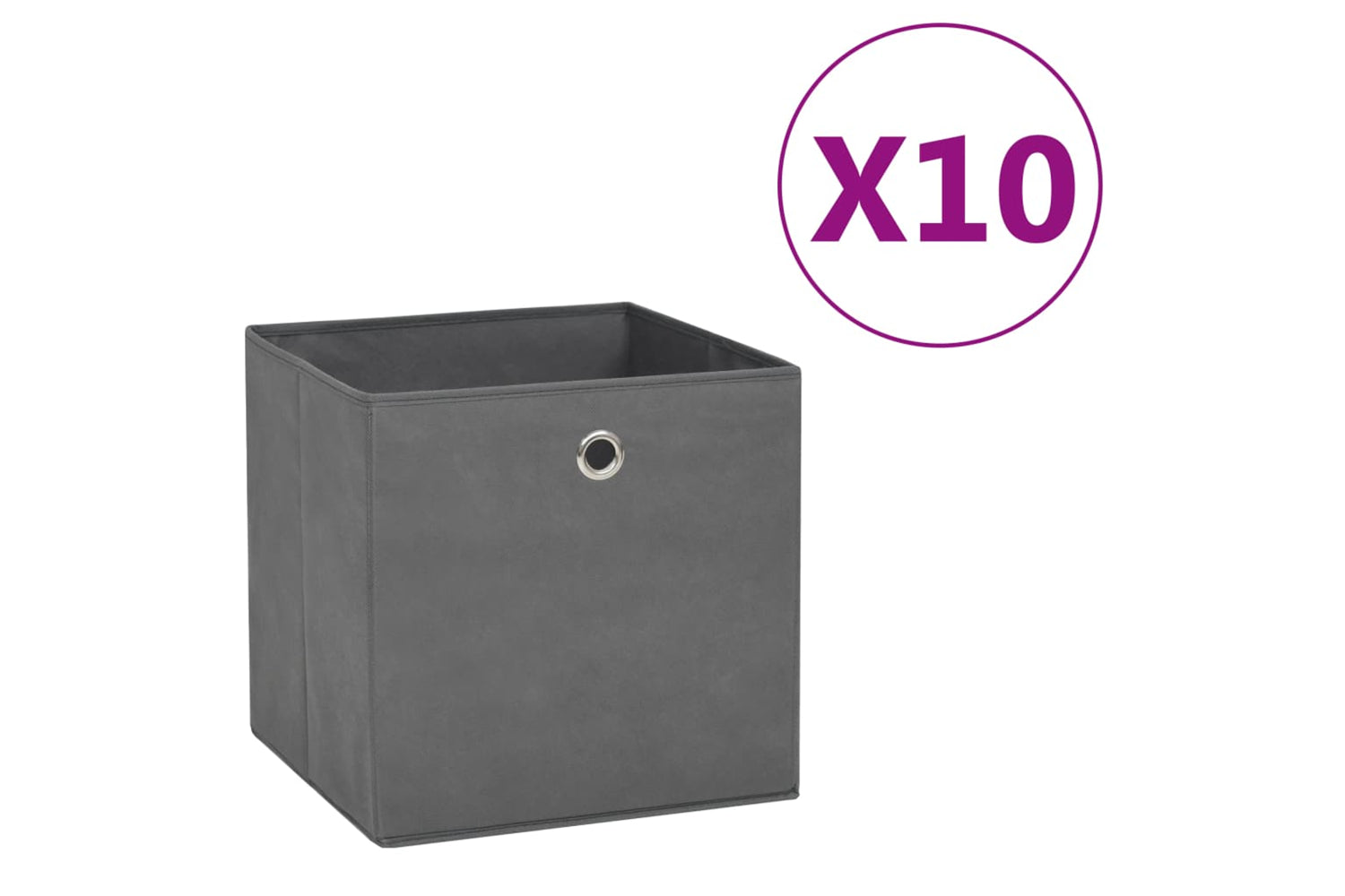 vidaXL 325193 Storage Boxes 10 Pcs Non-woven Fabric 28x28x28cm Grey