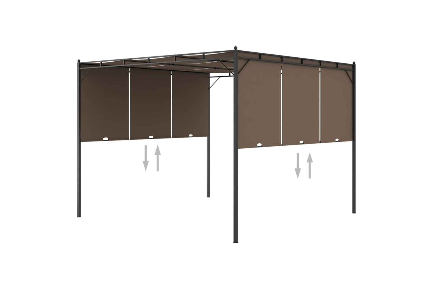 Vidaxl 312263 Garden Gazebo With Side Curtain 3x3x2.25 M Taupe