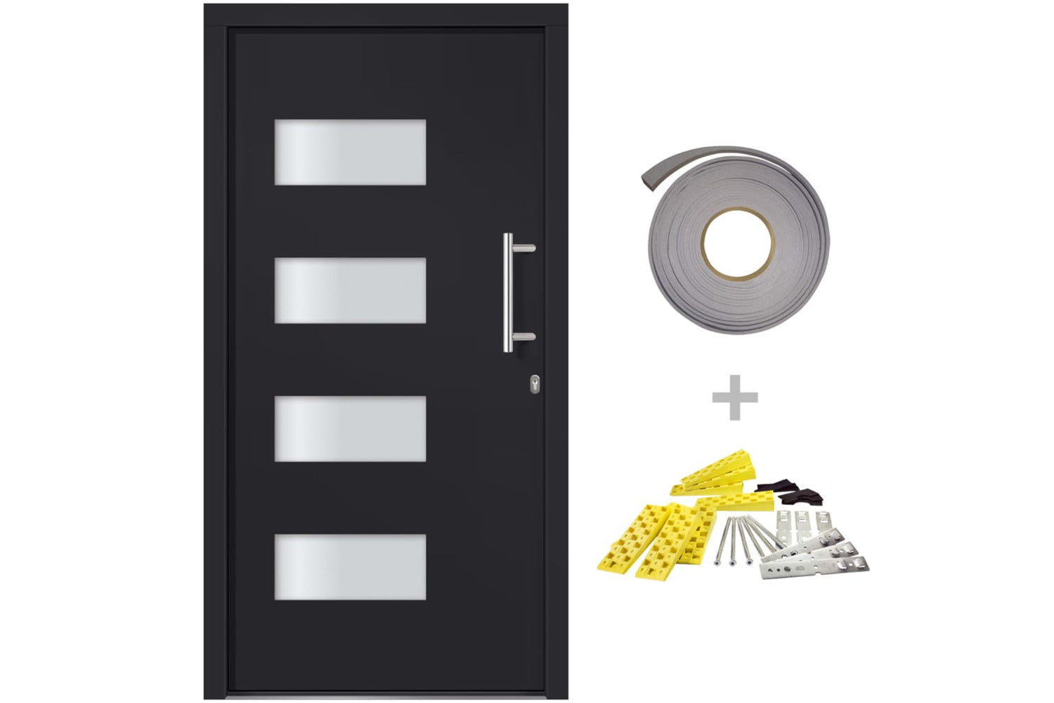 vidaXL 3056826 Front Door Aluminium And Pvc Anthracite 110x210cm-2