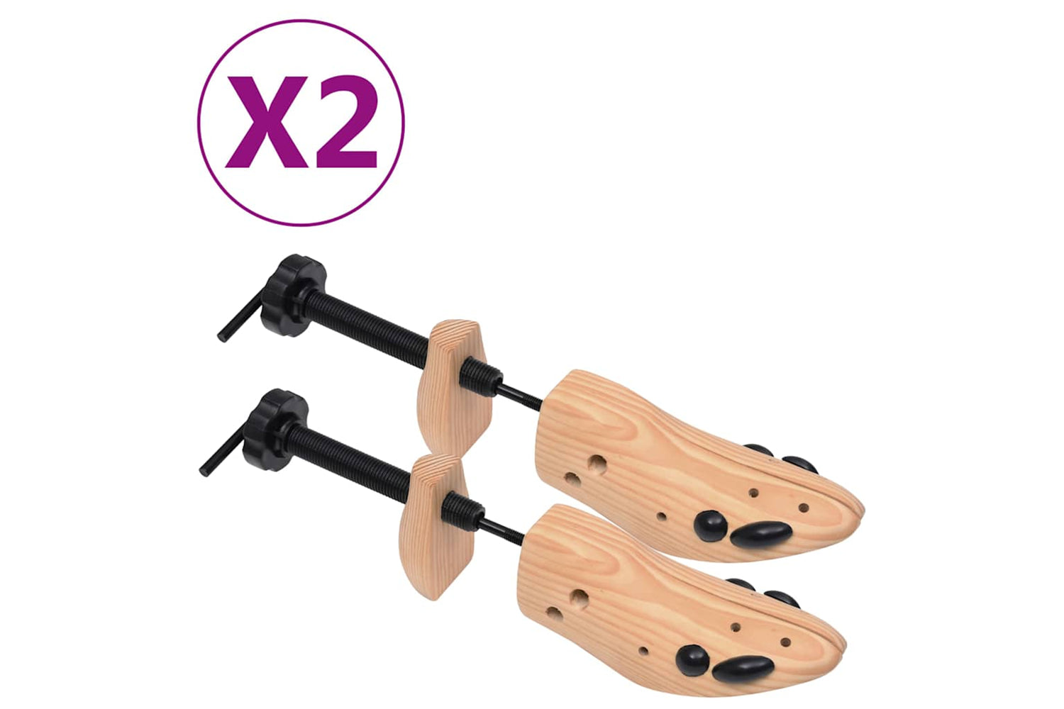 Vidaxl 30172 Shoe Trees 2 Pairs Size 36-40 Solid Pine Wood