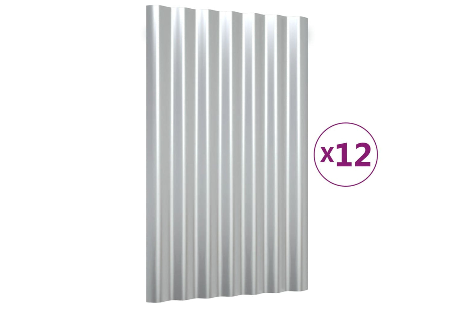 vidaXL 319127 Roof Panels 12 Pcs Powder-coated Steel Silver 60x36cm-2