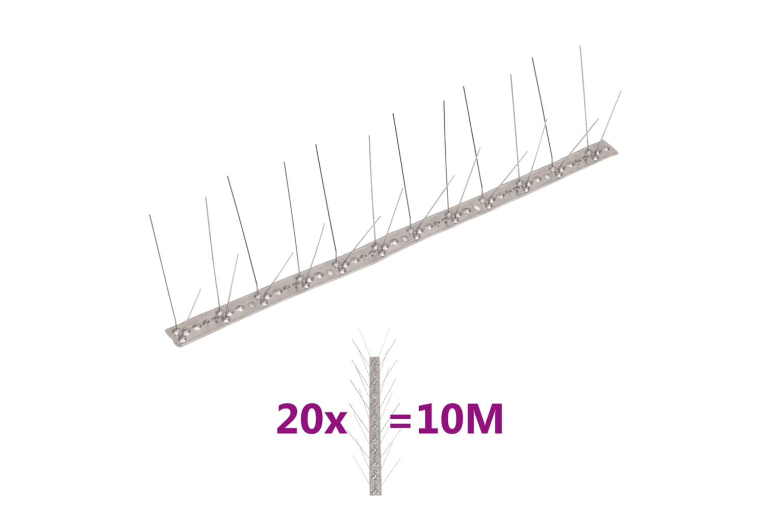 Vidaxl 149131 4-row Stainless Steel Bird & Pigeon Spikes Set Of 20 10 M