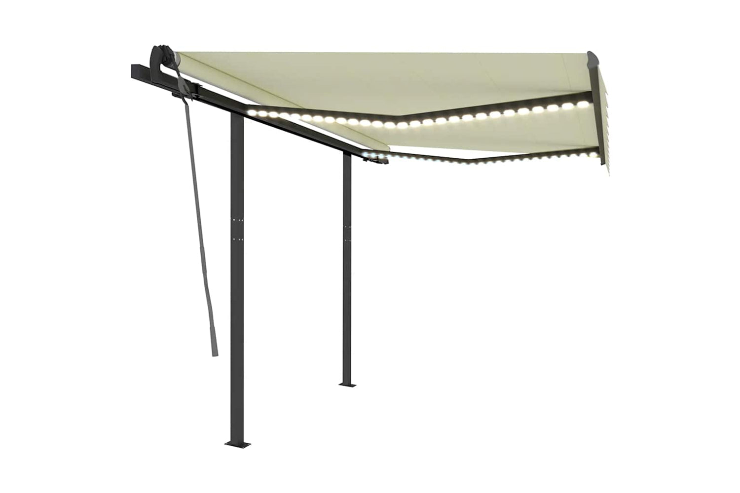 Vidaxl Manual Retractable Awning With Led 3.5x2.5 M Cream