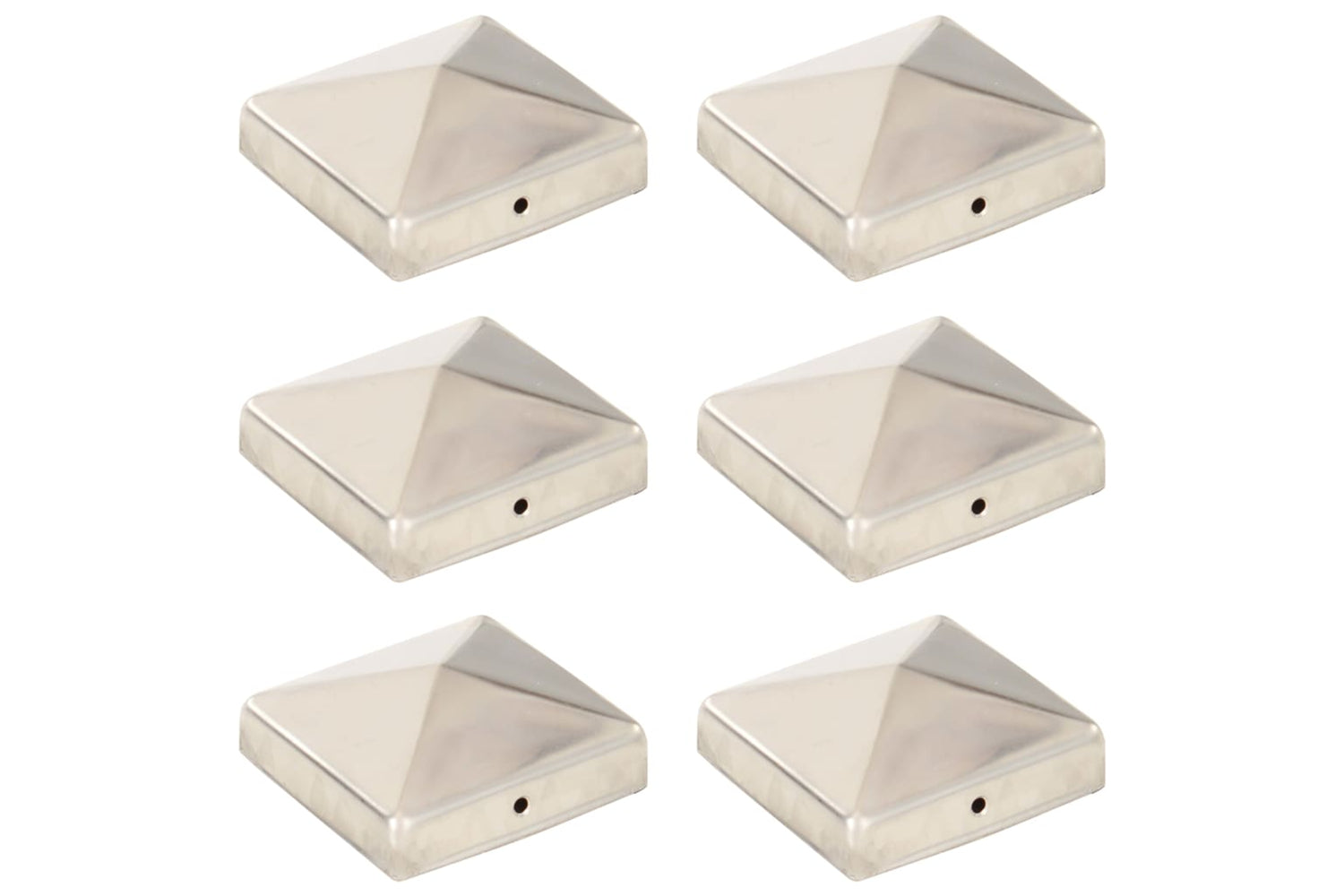 vidaXL 145486 Pyramid Fence Post Caps 6 Pcs Stainless Steel 81x81mm