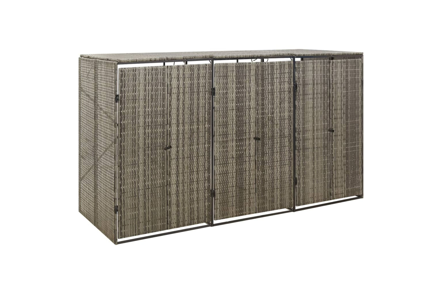 vidaXL 319866 Triple Wheelie Bin Shed Grey 207x80x117cm Poly Rattan