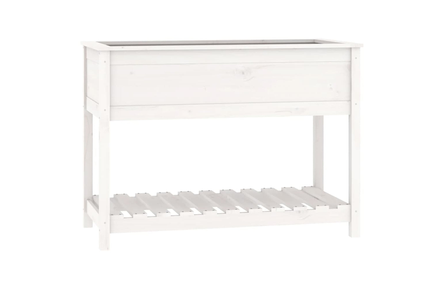 vidaXL 823788 Planter With Shelf White 111.5x54x81cm Solid Wood Pine