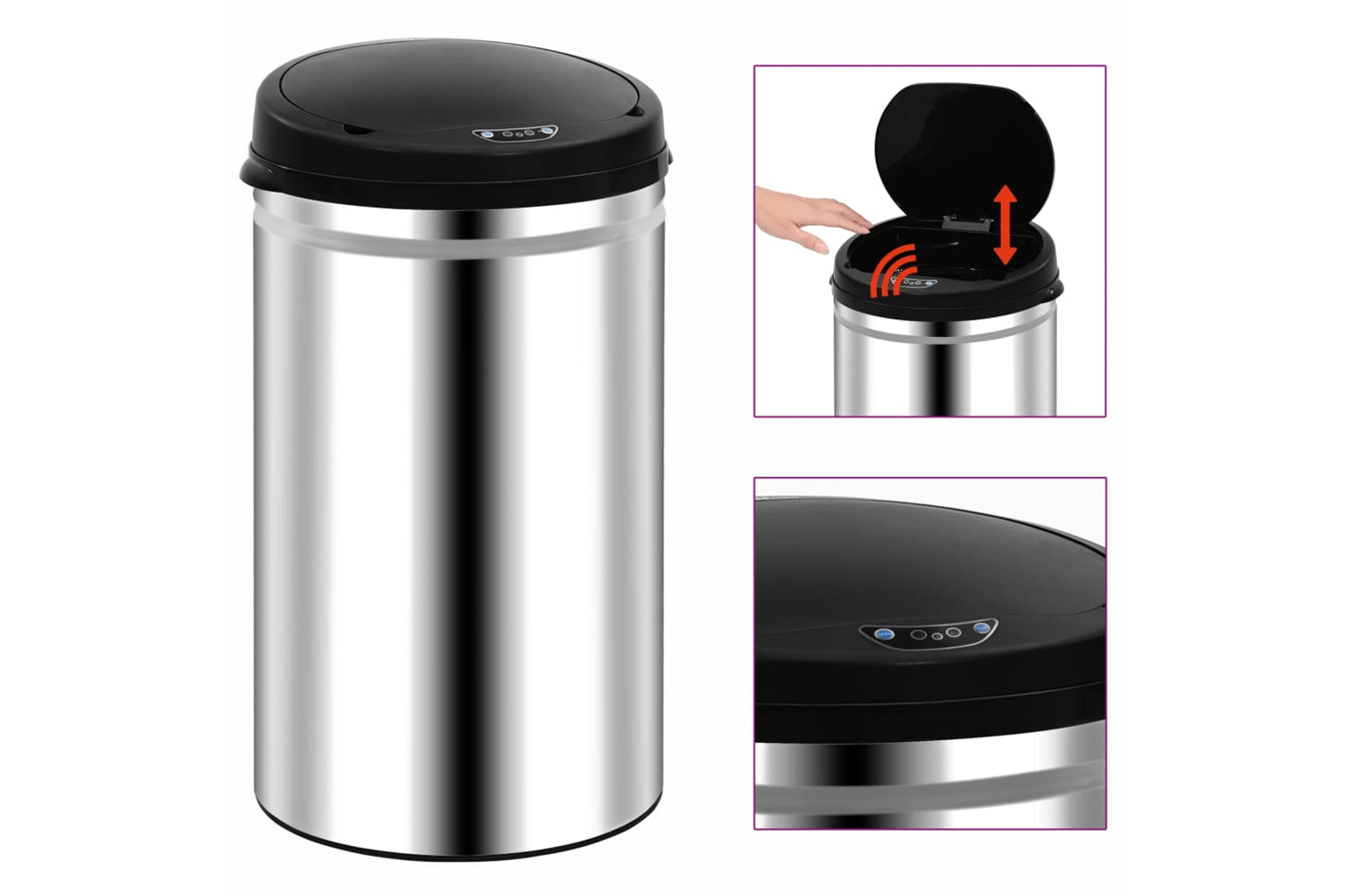 Vidaxl 322693 Automatic Sensor Dustbin 40 L Stainless Steel