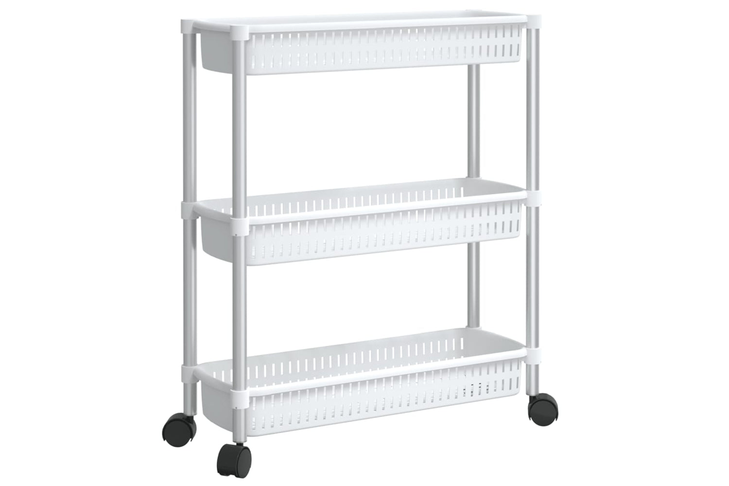 Vidaxl 344380 3-tier Storage Trolley Silver And White Aluminium