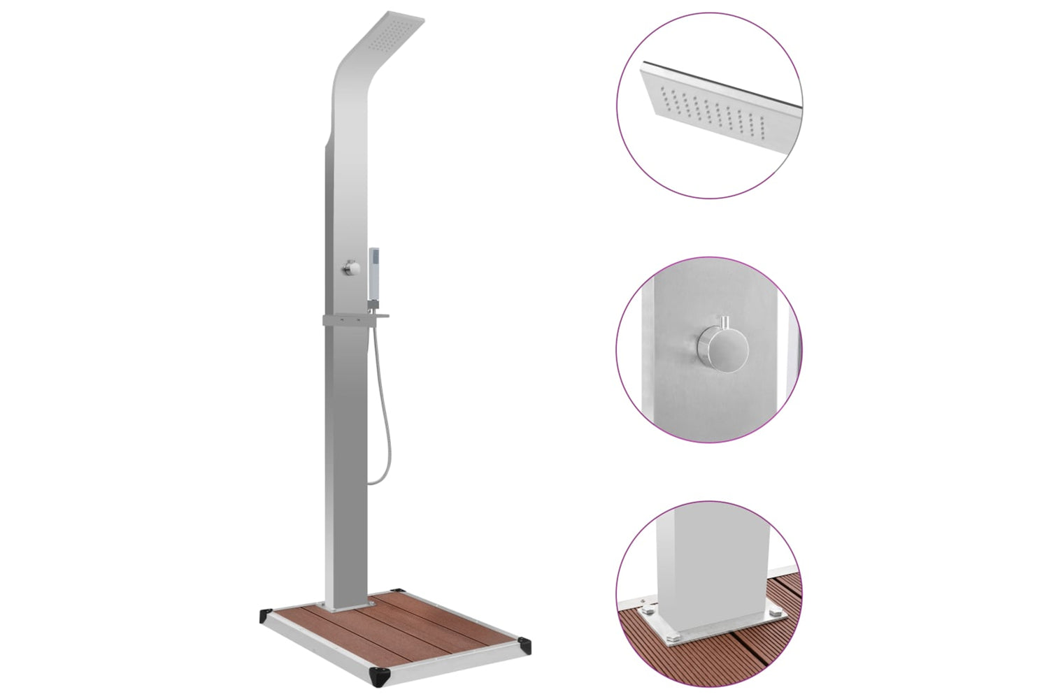 Vidaxl 3051287 Outdoor Shower With Tray Wpc Stainless Steel