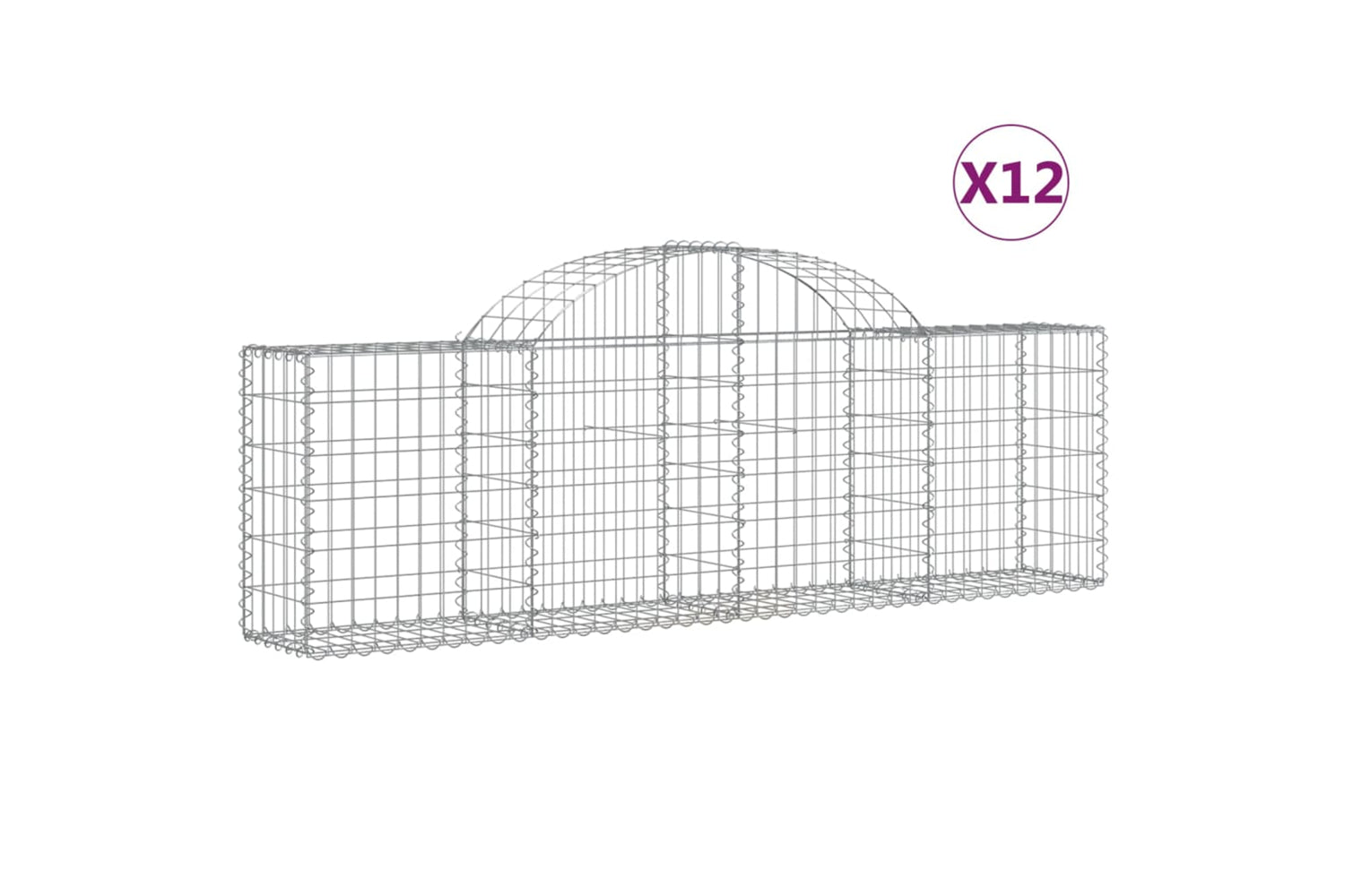 vidaXL 3146078 Arched Gabion Baskets 12 Pcs 200x30x60/80cm Galvanised Iron