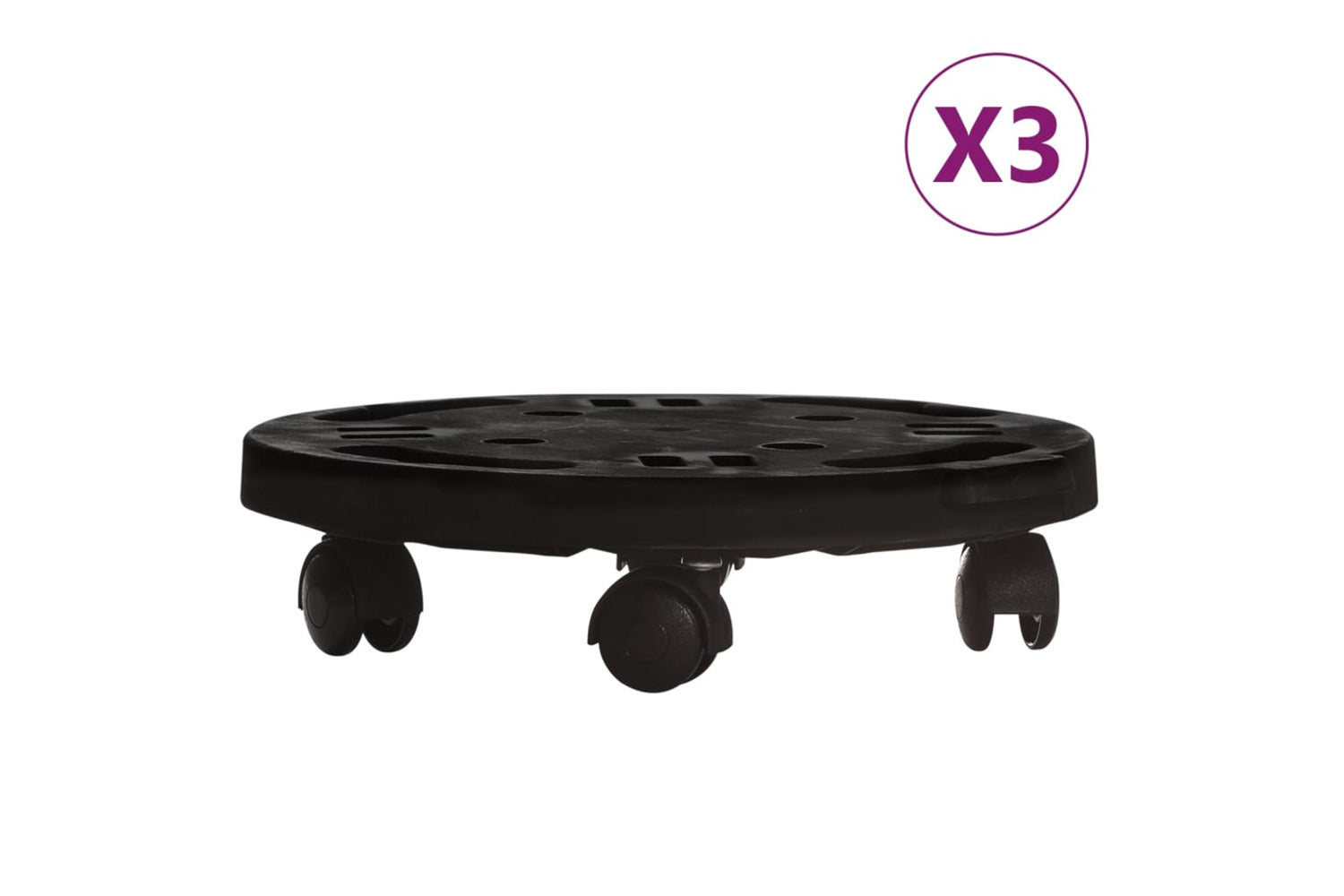 Vidaxl Plant Trolleys With Wheels 3 Pcs Diameter 30 Cm Black 170 Kg