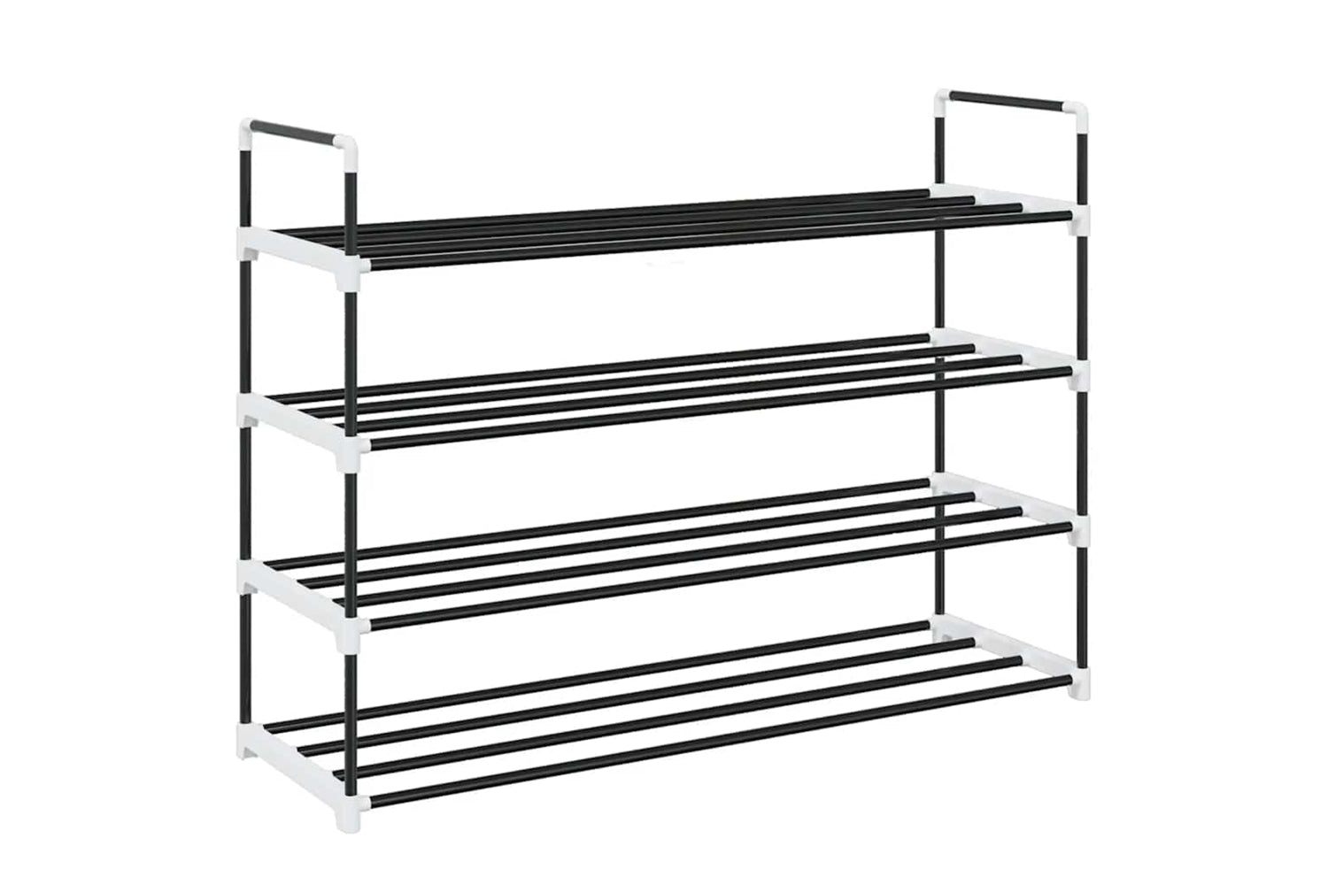 Vidaxl 245626 Shoe Rack With 4 Shelves Metal And Plastic Black