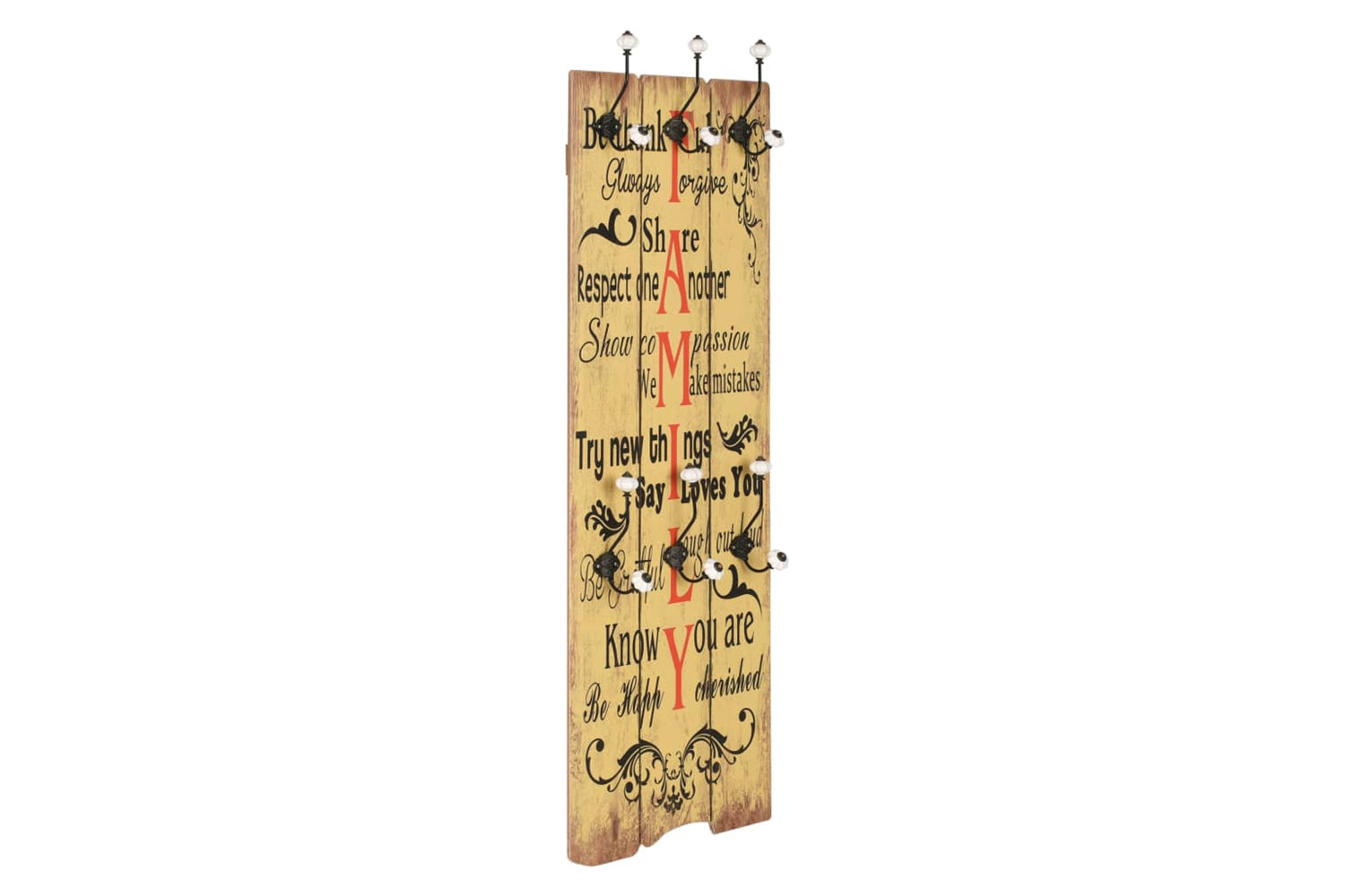vidaXL 245856 Wall-mounted Coat Rack With 6 Hooks 120x40cm Family