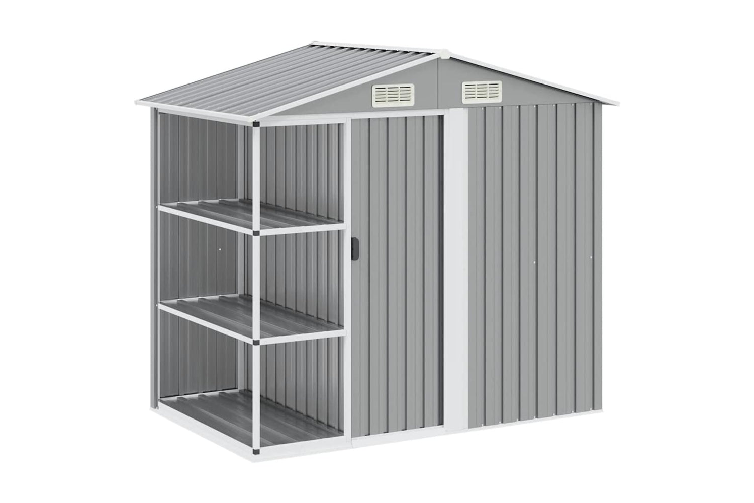 vidaXL 47103 Garden Shed With Rack Grey 205x130x183cm Iron