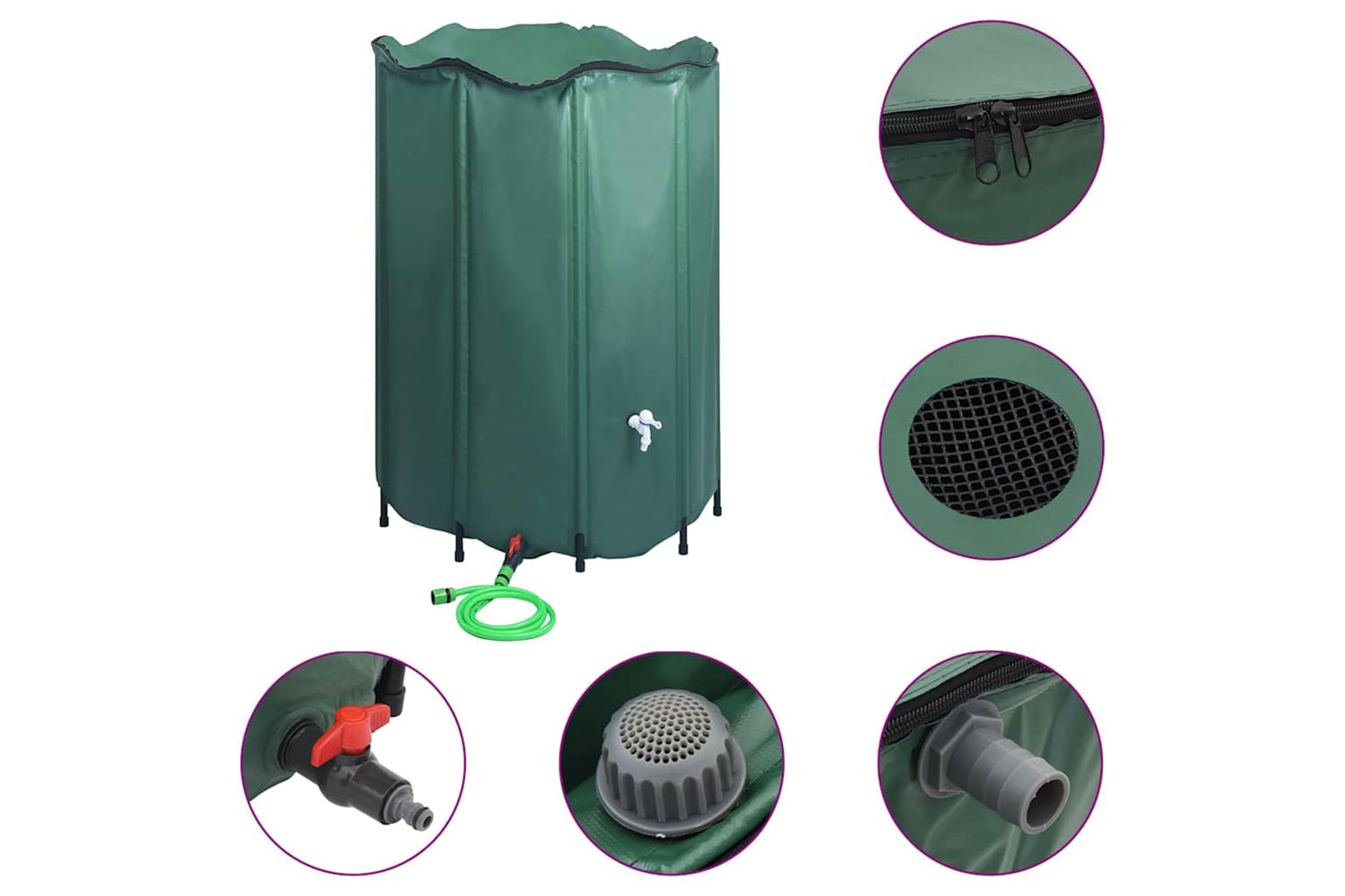 Vidaxl 48608 Collapsible Rain Water Tank With Spigot 1250 L