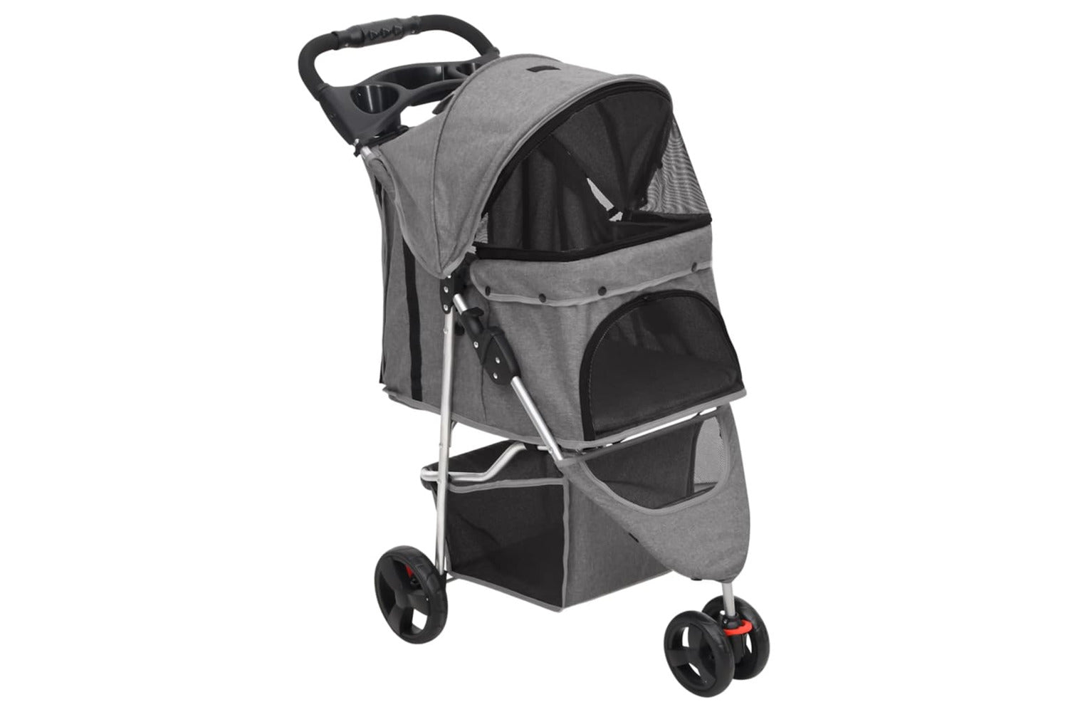 vidaXL 172197 Folding Dog Stroller Grey 80x46x98cm Oxford F-2