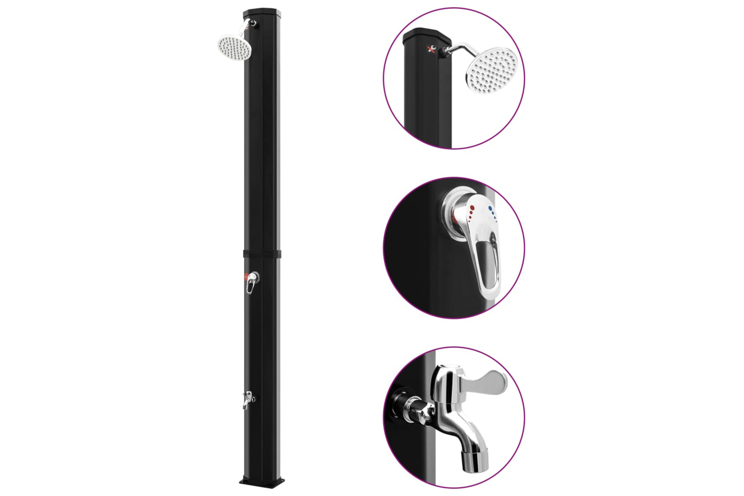 Vidaxl 92942 Outdoor Solar Shower With Shower Head And Faucet 35 L Black