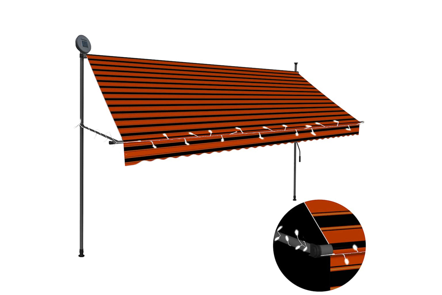 vidaXL 145880 Manual Retractable Awning With Led 300cm Orange And Brown