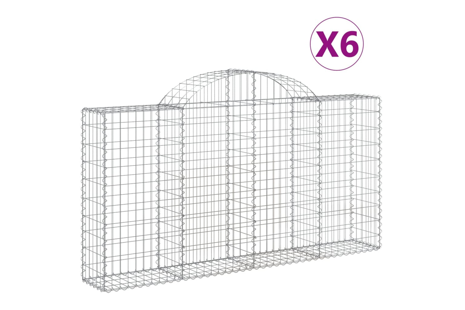 vidaXL 3146114 Arched Gabion Baskets 6 Pcs 200x30x100/120cm Galvanised Iron