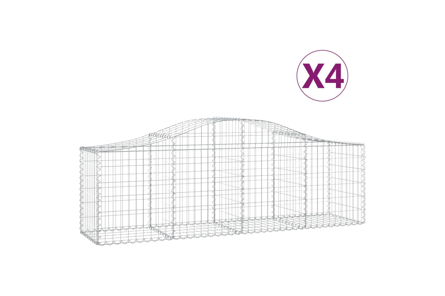 vidaXL 3145600 Arched Gabion Baskets 4 Pcs 200x50x60/80cm Galvanised Iron