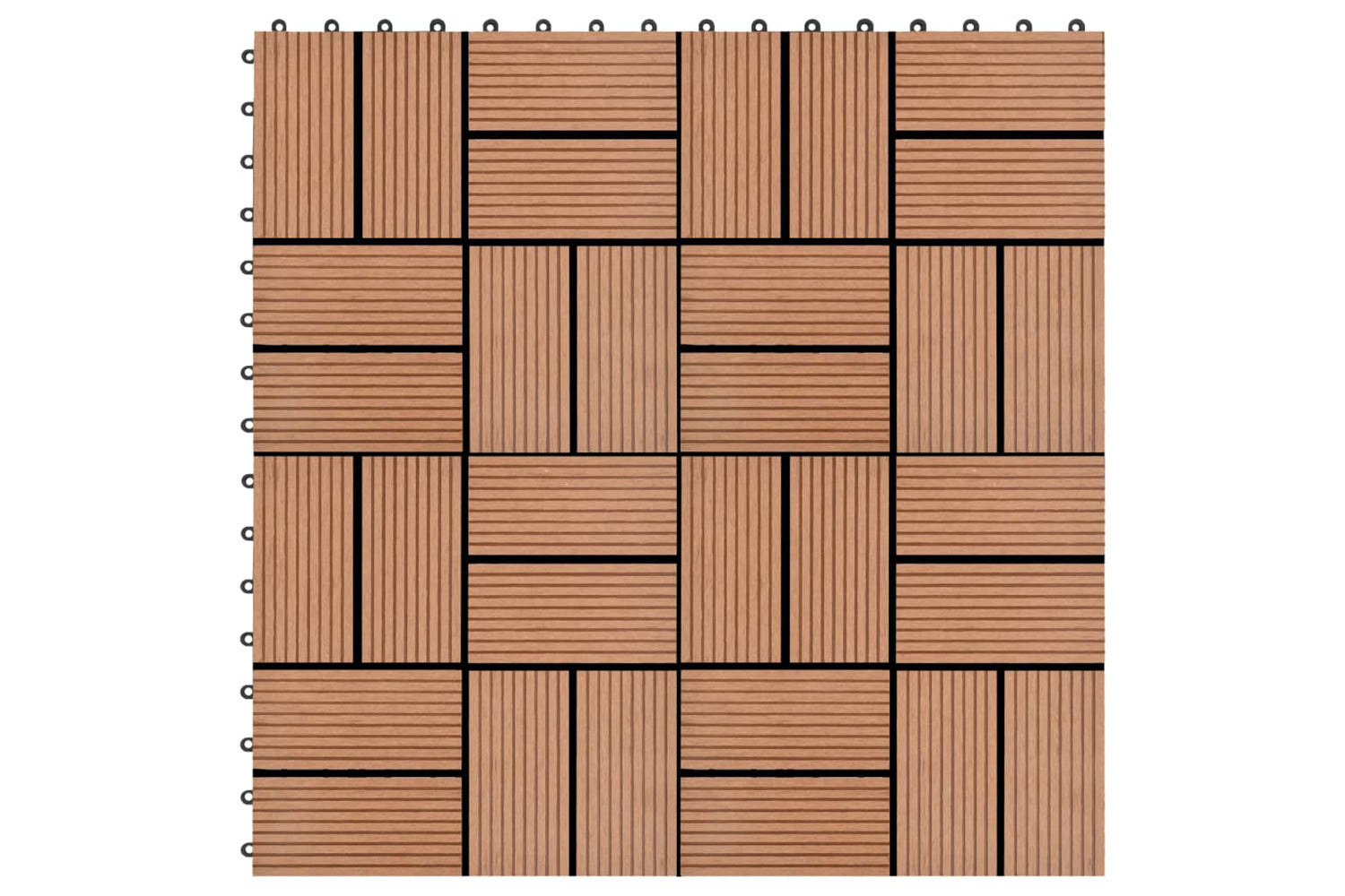 vidaXL 45029 11 Pcs Decking Tiles Wpc 30x30cm 1 Sqm Brown-2