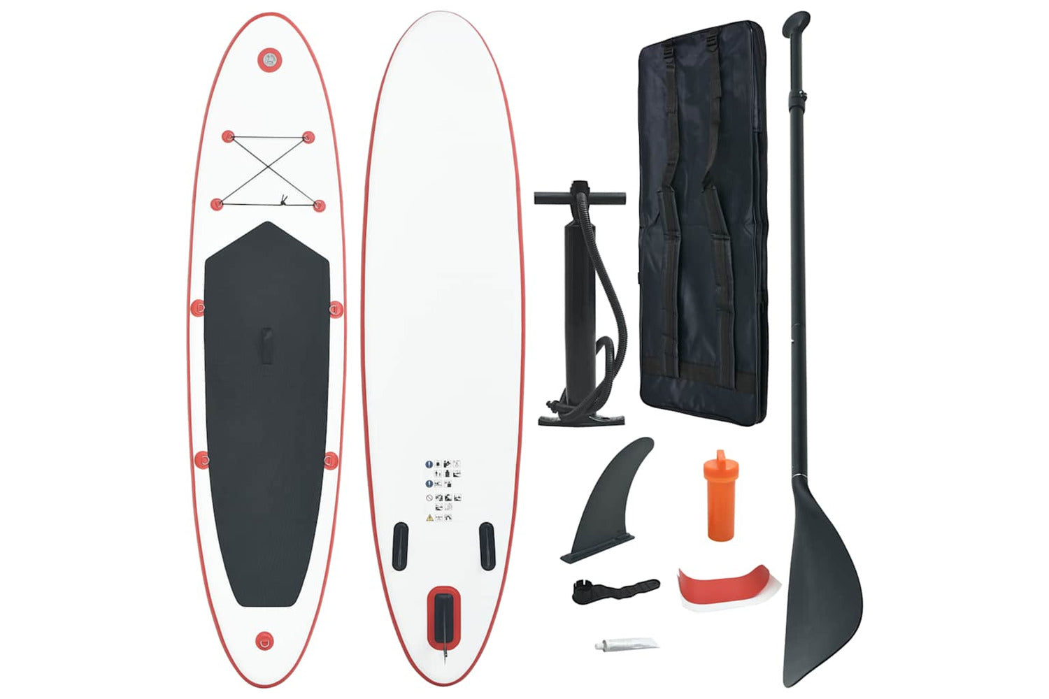 Vidaxl Inflatable Stand Up Paddleboard Set Red And White-2