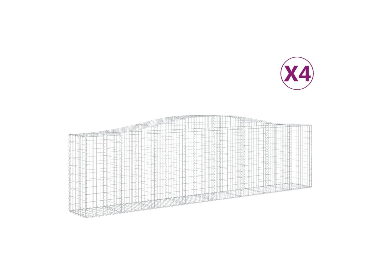 vidaXL 3145958 Arched Gabion Baskets 4 Pcs 400x50x100/120cm Galvanised Iron