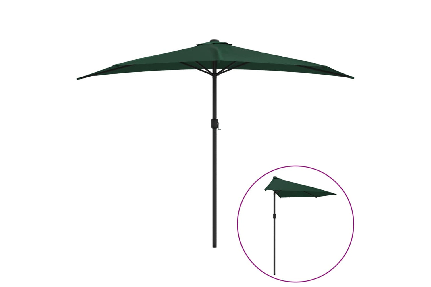 vidaXL 44592 Balcony Parasol With Aluminium Pole Green 300x155cm Half