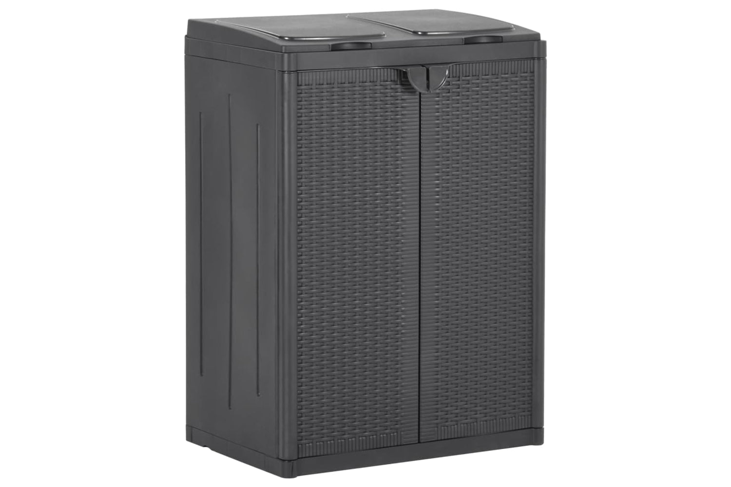 vidaXL 151224 Trash Bin With 2 Doors Black 65x45x88cm Pp