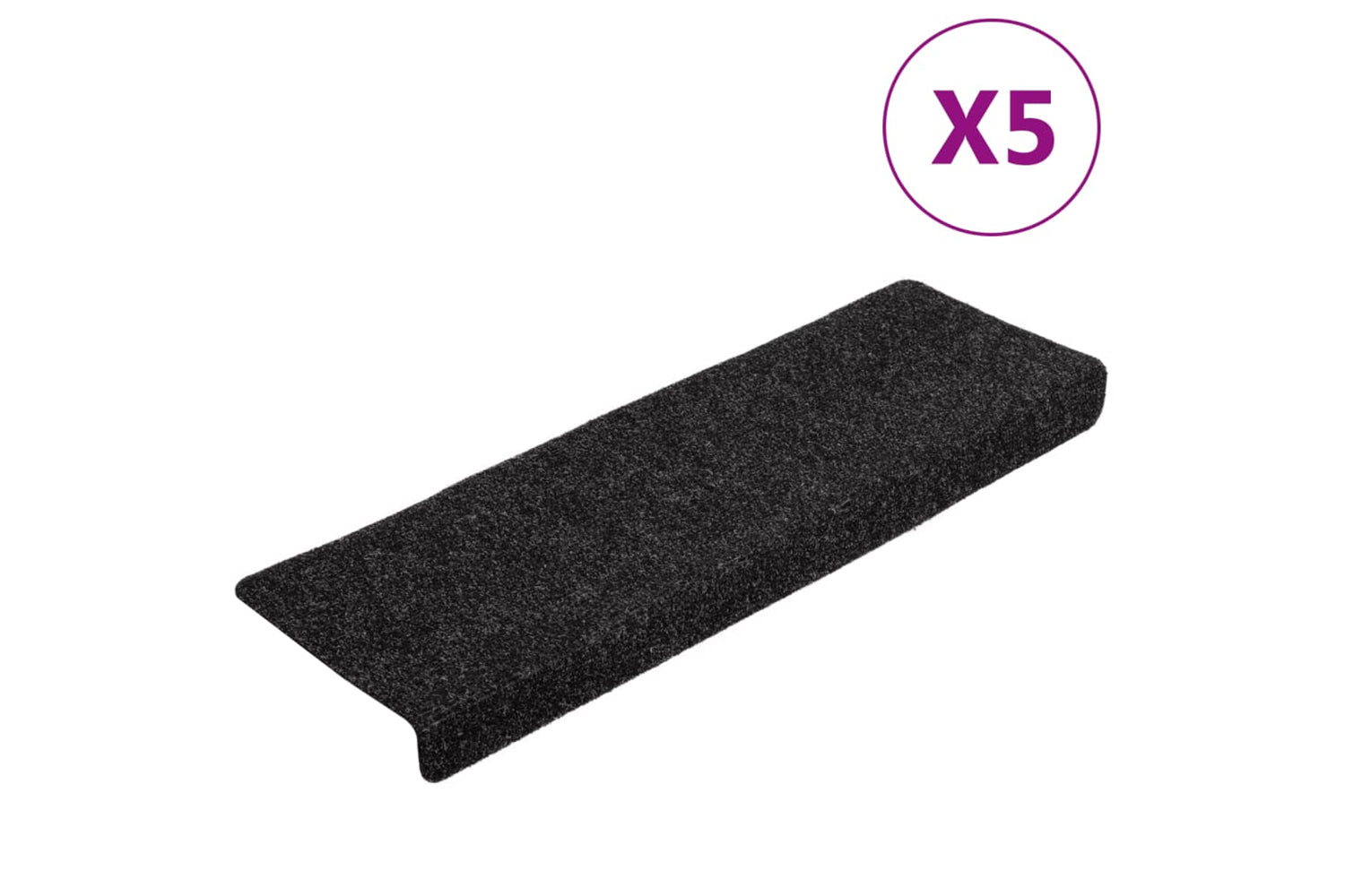 vidaXL Stair Mats 5 Pcs Black 65x21x4cm Needle Punch