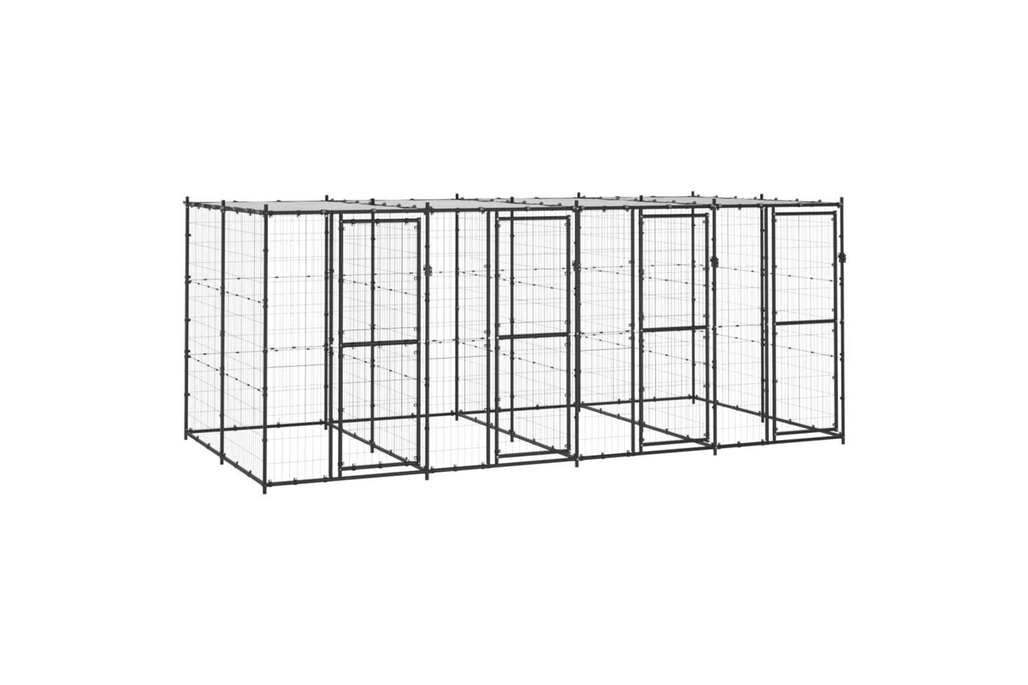 Vidaxl 3082251 Outdoor Dog Kennel Steel With Roof 9.68 M2