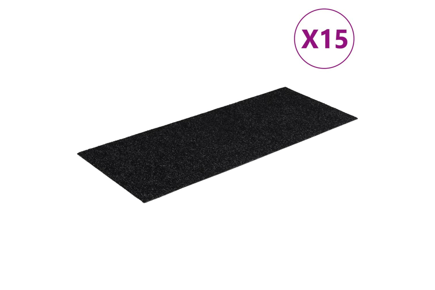 vidaXL 326914 Self-adhesive Stair Mats Rectangular 15 Pcs 60x25cm Black