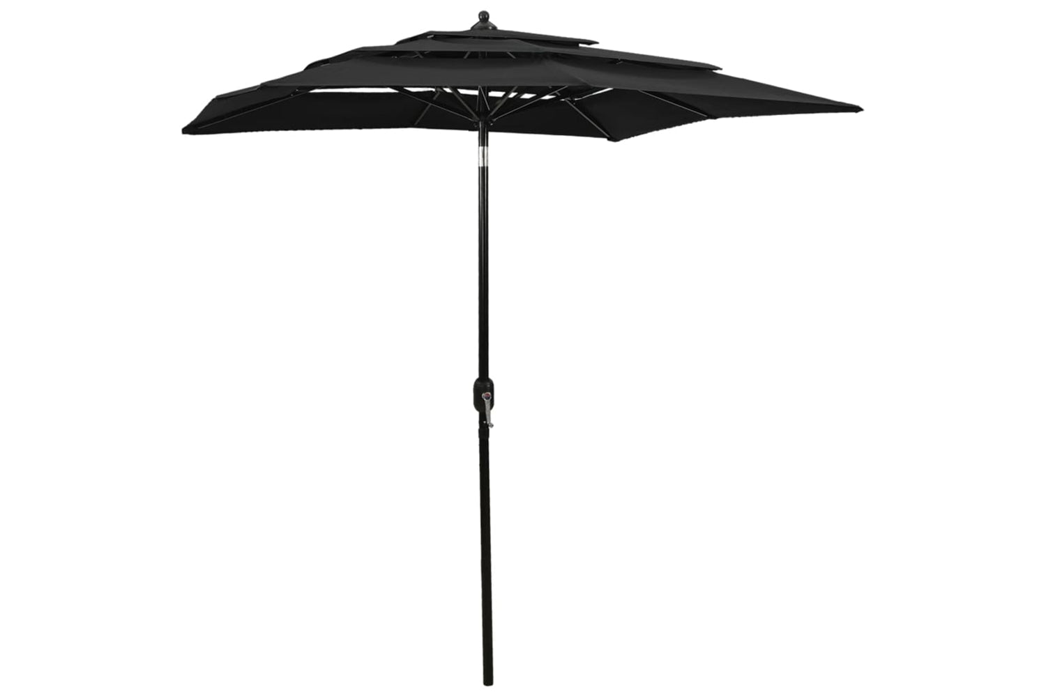 Vidaxl 313850 3-tier Parasol With Aluminium Pole Black 2x2 M