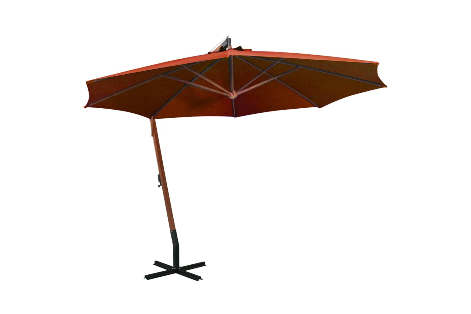 Vidaxl 313771 Hanging Parasol With Pole Terracotta 3.5x2.9 M Solid Fir Wood