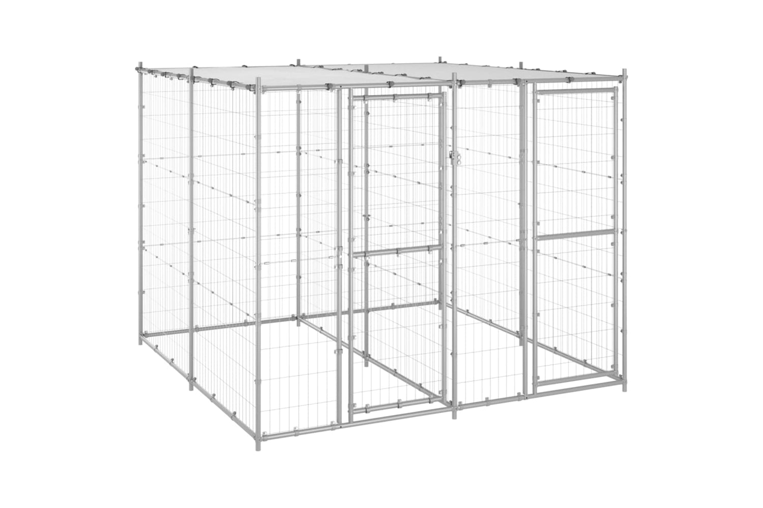 Vidaxl 3082271 Outdoor Dog Kennel Galvanised Steel With Roof 4.84 M2