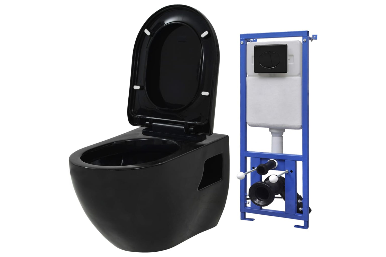 vidaXL 3054479 Wall-Hung Toilet with Concealed Cistern Ceramic | Black