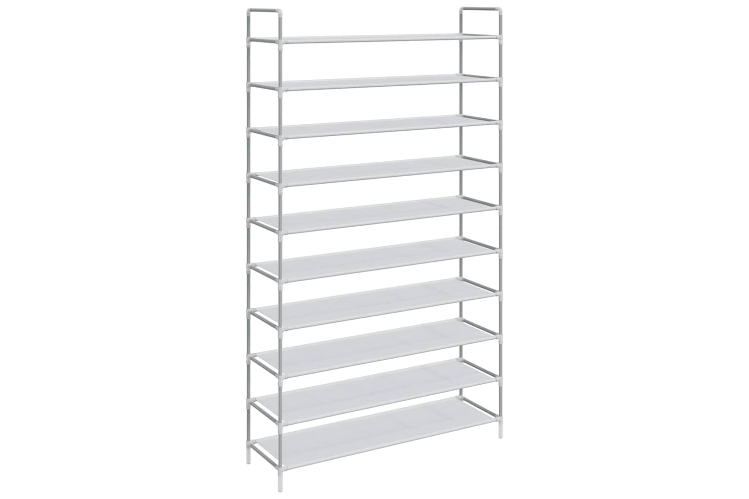 Vidaxl 245631 Shoe Rack With 10 Shelves Metal And Non-woven Fabric Silver