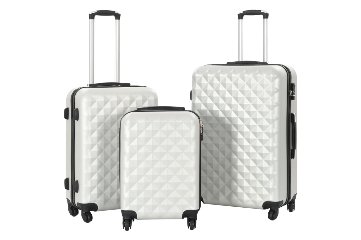 Vidaxl 91887 Hardcase Trolley Set 3 Pcs Bright Silver Abs-2