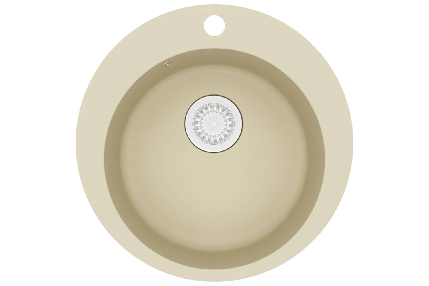 Vidaxl Granite Kitchen Sink Single Basin Round Beige