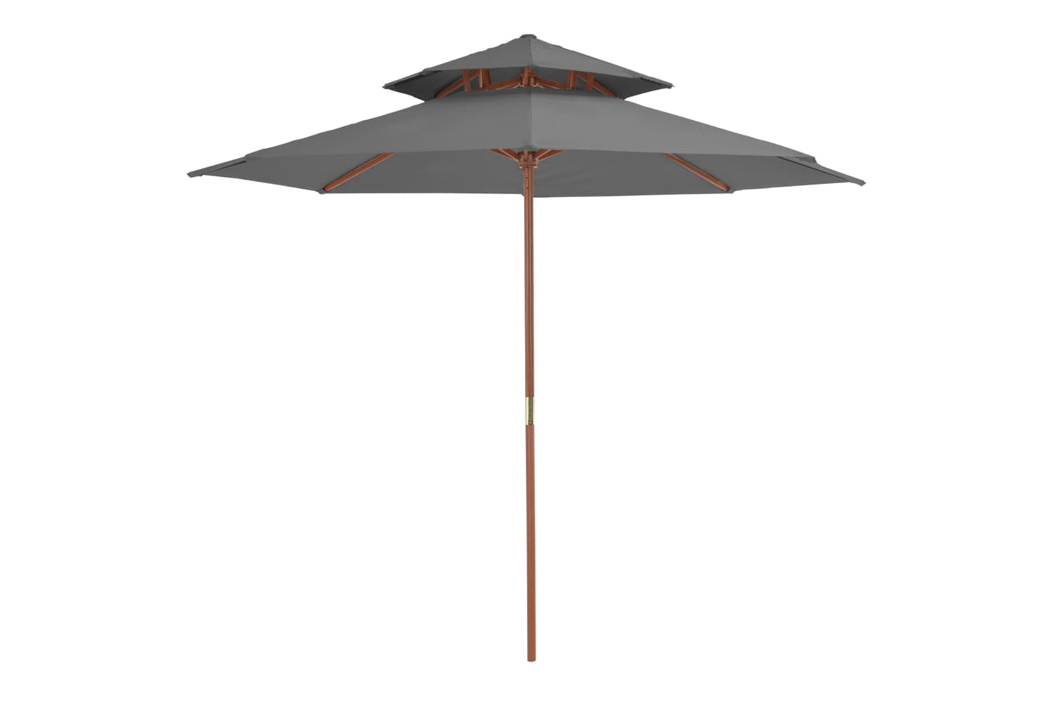 vidaXL 44519 Double Decker Parasol With Wooden Pole 270cm Anthracite
