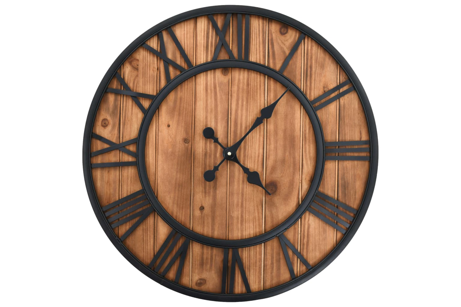 Vidaxl 50646 Vintage Wall Clock Wood And Metal 60cm | Brown/Black